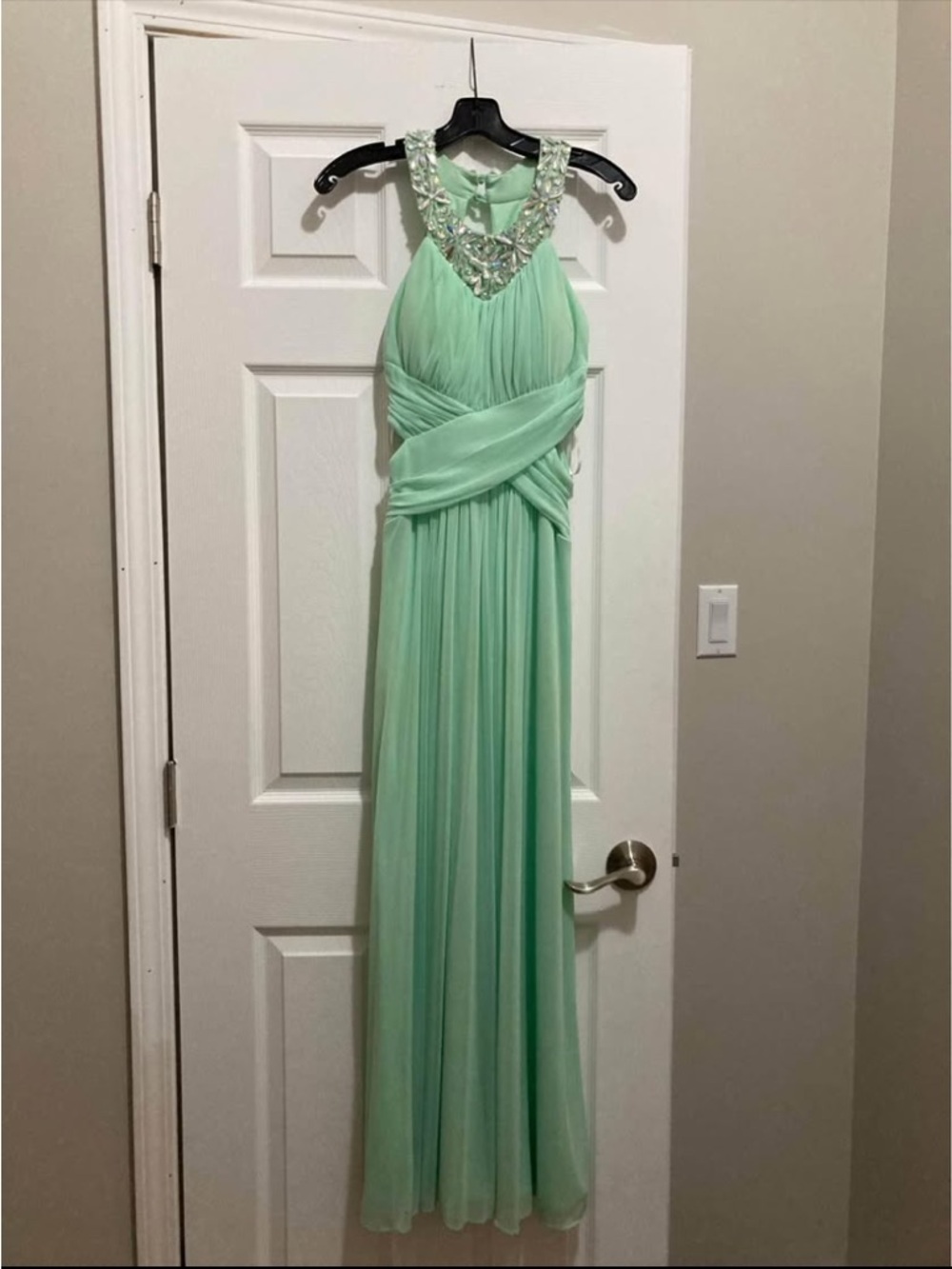 Deb Mint Green Beaded Halter Maxi Dress
